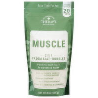 Village Naturals Therapy Epsom Salt + Bubbles, Eucalyptus Mint, Muscle, 2 in1, 36 Ounce