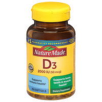 Nature Made Vitamin D3, 2000 IU (50 mcg), Softgels, 250 Each