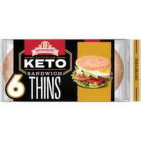 Oroweat Sandwich Thins Plain Pre-sliced Sandwich Thins, 6 count, 12 oz, 6 Each