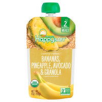 Happy Baby Organics Baby Food, Organic, Bananas, Pineapple, Avocado & Granola, Clearly Crafted, 2 (6+ Months), 4 Ounce