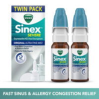 Vicks Nasal Decongestant Vicks Sinex SEVERE Allergy & Sinus Nasal Spray, Fast Relief from Allergies, 265 Sprays x 2, 1 Fluid ounce