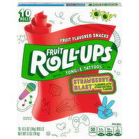 Fruit Roll-Ups Strawberry Blast Fruit Flavored Snacks with Tongue Tattoos, 10 Each