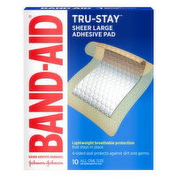 Band Aid Tru-Stay Adhesive Pad, Sheer Large, All One Size, 10 Each