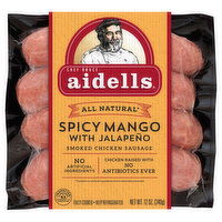 Aidells Smoked Chicken Sausage, Spicy Mango with Jalapeno, 12 oz. (4 Fully Cooked Links), 12 Ounce