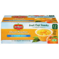 Del Monte Fruit Cup Snacks, No Sugar Added, Diced Peaches, Family Pack, 12 Each