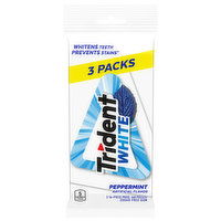 Trident White Gum, Sugar Free, Peppermint, 3 Packs, 3 Each