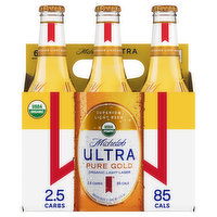 Michelob Ultra Pure Gold Beer, Organic, Lager, Light, 6 Each