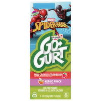 Go-Gurt Yogurt, Fat Free, Wall Crawler Strawberry/Heroic Punch, Marvel Spider-Man, 8 Each