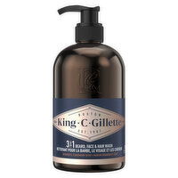 Gillette King C. Gillette 3in1 Beard, Face & Hair Wash with King C. Gillette Signature Scent, 11.8oz, 11.8 Fluid ounce