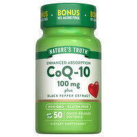 Nature's Truth CoQ-10, Enhanced Absorption, 100 mg, Softgels, 50 Each