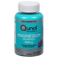 Qunol Minerals Magnesium, High Absorption, Berry Flavor, 200 mg, Gummies, 60 Each