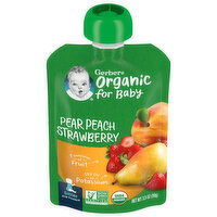 Gerber Organic for Baby Pear Peach Strawberry, Sitter 2nd Foods, 3.5 Ounce