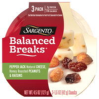 Sargento Balanced Breaks, Pepper Jack/Peanuts/Raisins, 3 Pack, 3 Each