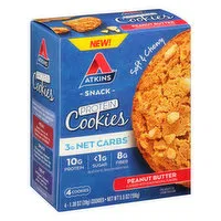 Atkins Protein Cookies, Peanut Butter, Soft & Chewy, 4 Each