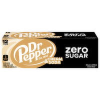 Dr Pepper Cream Soda, Zero Sugar, 12 Pack, 12 Each