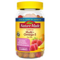 Nature Made Multi+ Omega-3, for Her, Gummies, Strawberry, Lemon & Orange, 80 Each