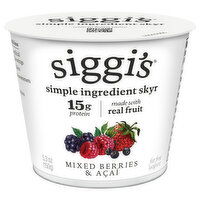 Siggi's Fat Free Mixed Berries & Acai Yogurt, 5.3 Ounce