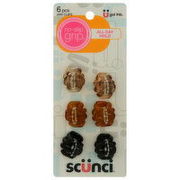 Scunci Jaw Clips, No-Slip Grip, 6 Each