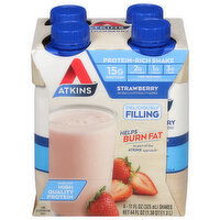 Atkins Protein-Rich Shake, Strawberry, 4 Each