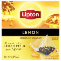 Lipton Black Tea, with Lemon Peels from Spain, Lemon, Pyramid Teabags, 20 Each