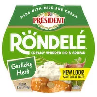 President Rondele Dip & Spread, Garlicky Herb, Creamy Whipped, 6.5 Ounce