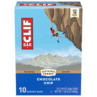 CLIF BAR - Chocolate Chip - Made with Organic Oats - Energy Bars - Non-GMO - Plant Based Protein Bars (10 Pack), 24 Ounce