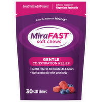 MiraFast Constipation Relief, Gentle, Soft Chews, 30 Each