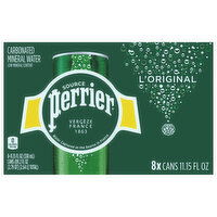 Perrier Mineral Water, Carbonated, L'Original, 8 Each