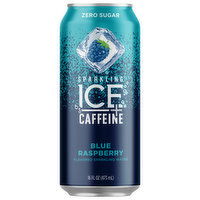 Sparkling Ice +Caffeine Sparkling Water with Caffeine, Zero Sugar, Blue Raspberry, 16 Ounce