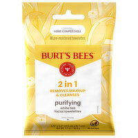 Burt's Bees 2 in 1 Purifying White Tea Facial Towelettes, 10 Each