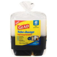 Glad Take-Aways Food Storage Containers, Divided Rectangle, 28 oz, 20 Sets, 20 Each