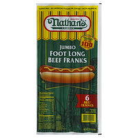 Nathan's Famous Franks, Beef, Foot Long, Jumbo, 6 Each