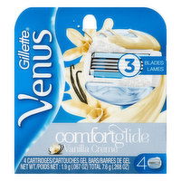 Gillette Venus Cartridges, Vanilla Creme, ComfortGlide, 3 Blades, 4 Each