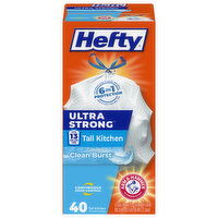 Hefty Ultra Strong 13 Gallon Clean Burst Tall Kitchen Drawstring Bags, 40 Each