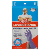 Mr. Clean Loving Hands Gloves, Latex, Premium, Large, 1 Each