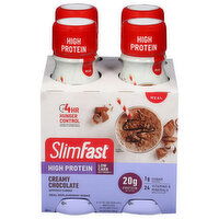 SlimFast Meal Replacement Shake, Creamy Chocolate, High Protein, 4 Each