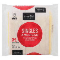 Essential Everyday Cheese Slices, American, Singles, 24 Each