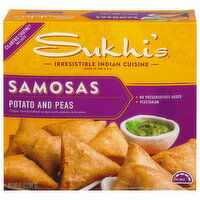 Sukhi's Indian Samosa Frozen Appetizer Snack Potato & Pea, 10 Ounce