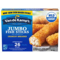 Van de Kamp's Jumbo Fish Sticks, 100% Real Fish, Frozen, 23 Ounce