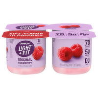 Dannon Light + Fit Yogurt, Fat Free, Original, Raspberry, 4 Each