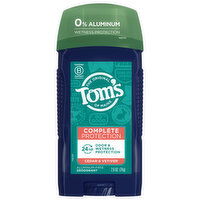 Tom's of Maine Deodorant, Cedar & Vetiver, Complete Protection, 2.6 Ounce