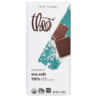 Theo Dark Chocolate, Sea Salt 70%, Organic, 3 Ounce