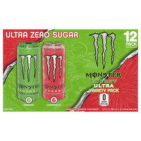 Monster Energy Ultra Zero Sugar Paradise/Watermelon Energy Drink Variety Pack, 12 Each