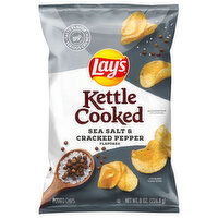 Lay's Potato Chips, Kettle Cooked, Sea Salt & Cracked Pepper Flavored, 8 Ounce