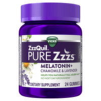 Vicks PURE Zzzs ZzzQuil PURE Zzzs Melatonin Gummies, Sleep Aid, Melatonin 2mg, Wildberry Vanilla Flavored 24 Sleep Gummies, 24 Each