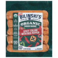 Bilinski's Chicken Sausage, Organic, Spicy Italian with Red Pepper, 12 Ounce