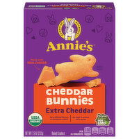 Annie's Baked Crackers, Organic, Extra Cheddar, Cheddar Bunnies, 7.5 Ounce