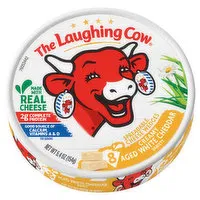 The Laughing Cow Spreadable Cheese Wedges, Creamy Aged White Cheddar Variety, 8 Each