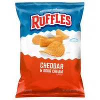 Ruffles Potato Chips, Cheddar & Sour Cream Flavored, 8 Ounce