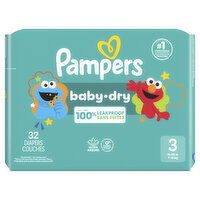 Pampers Baby Dry Pampers Baby Dry Diapers, Size 3, 16-28 lbs, 32 Count, Absorbent Disposable Diapers, 32 Each